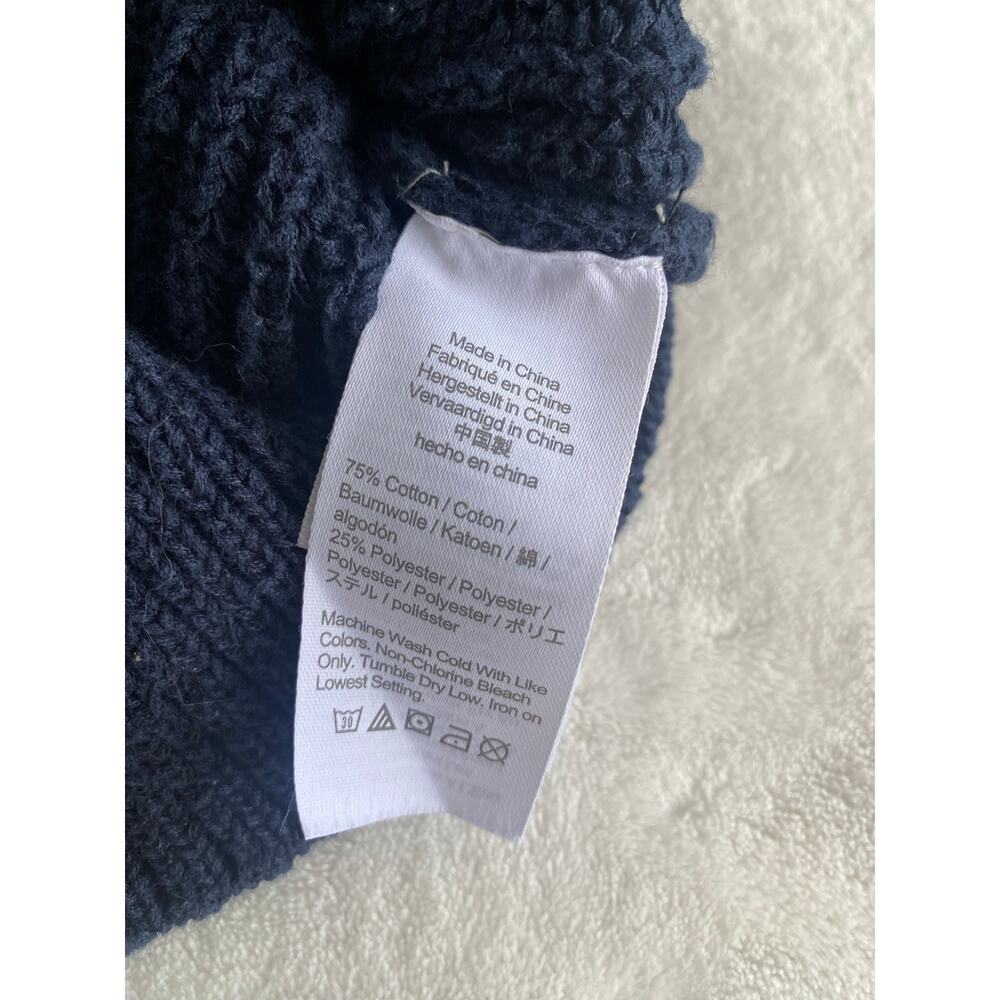 J Crew Navy Ribbed Cropped Chunky Cardigan Sweater XL‎ Button Front Academia Y2K - Picture 7 of 8